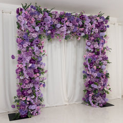 8ftx8ft Roll Up Flower Backdrop for Arch Stand, Lavender Lilac with Fabric Backing - Artificial Silk Roses, Hydrangeas & Chrysanthemums for Weddings